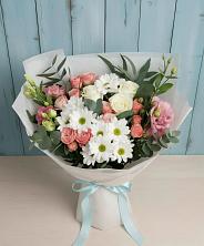 Букет цветов из:  Розы, Лизиантусы и Хризантемы в Огуднево