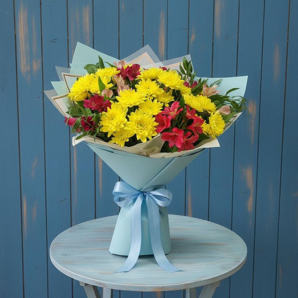 Букет цветов из: Альстромерии и Хризантемы в Огуднево