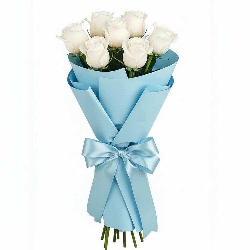 Букет 7 белых роз Проуд в Огуднево