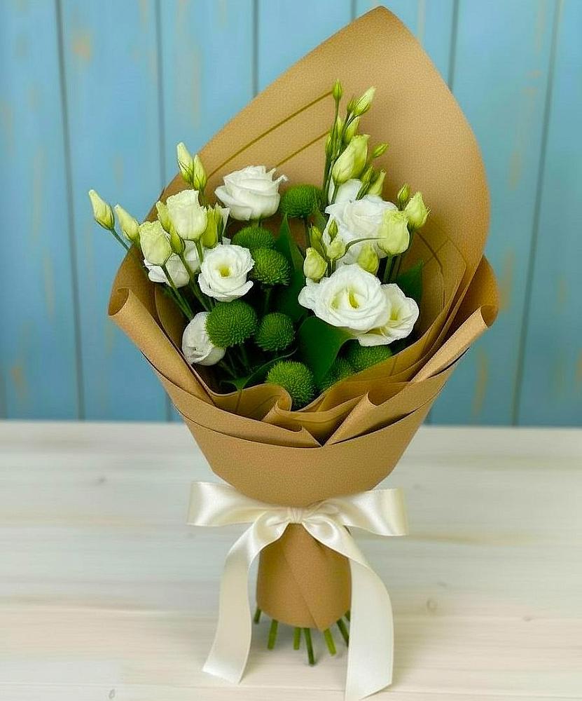 Букет цветов из: Хризантемы и Лизиантусы в Огуднево