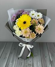 Букет цветов из:  Розы, Герберы и Хризантемы в Огуднево