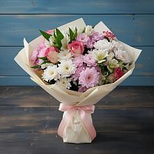 Букет цветов из:  Хризантемы, Альстромерии и Розы #REPLACE_PRED# Огуднево