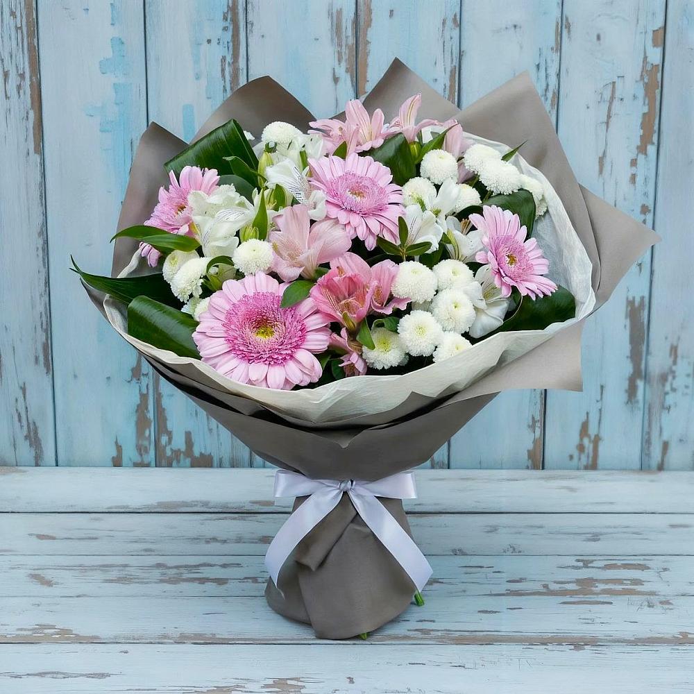 Букет цветов из: Герберы, Альстромерии и Хризантемы в Огуднево