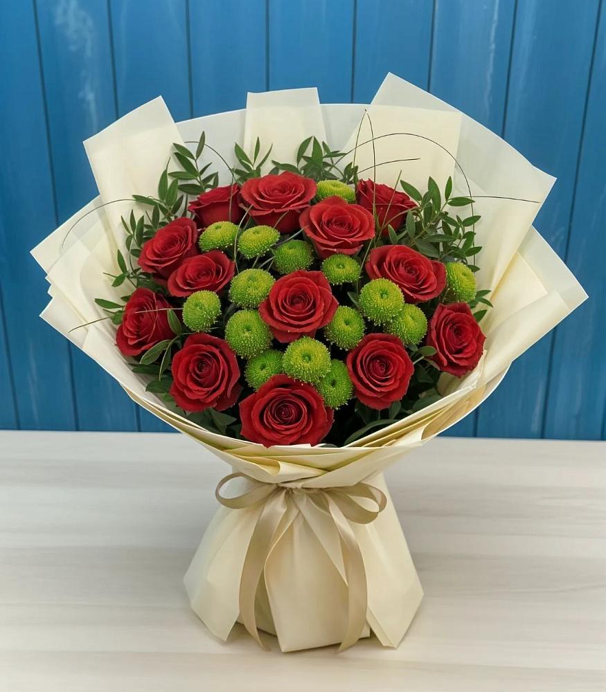 Букет цветов из: Розы и Хризантемы в Огуднево