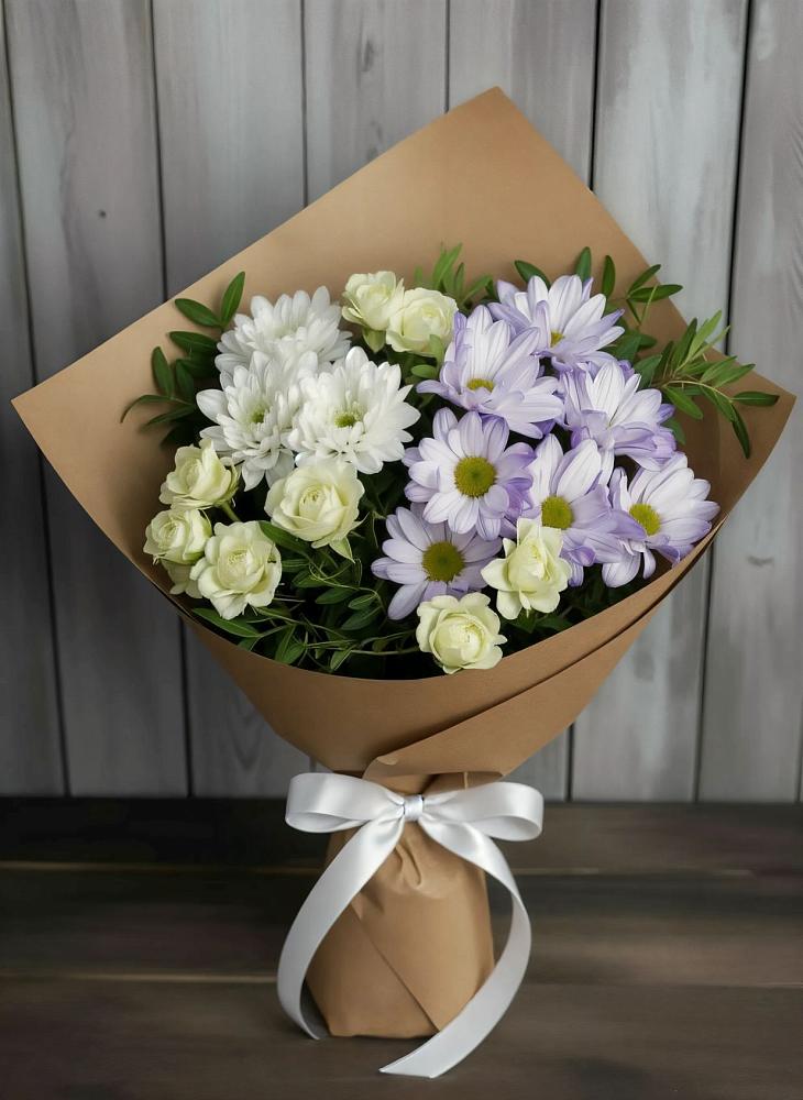 Букет цветов из: Хризантемы и Розы в Огуднево