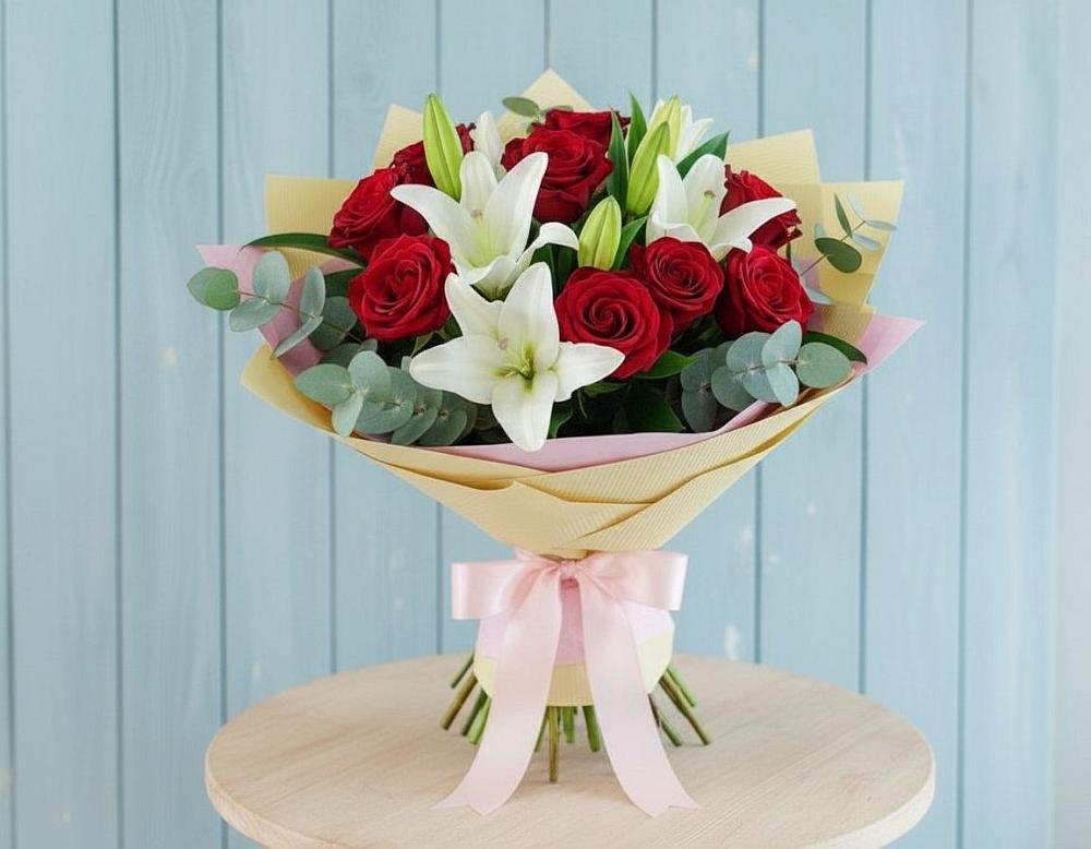 Букет цветов из: Лилии и Розы в Огуднево